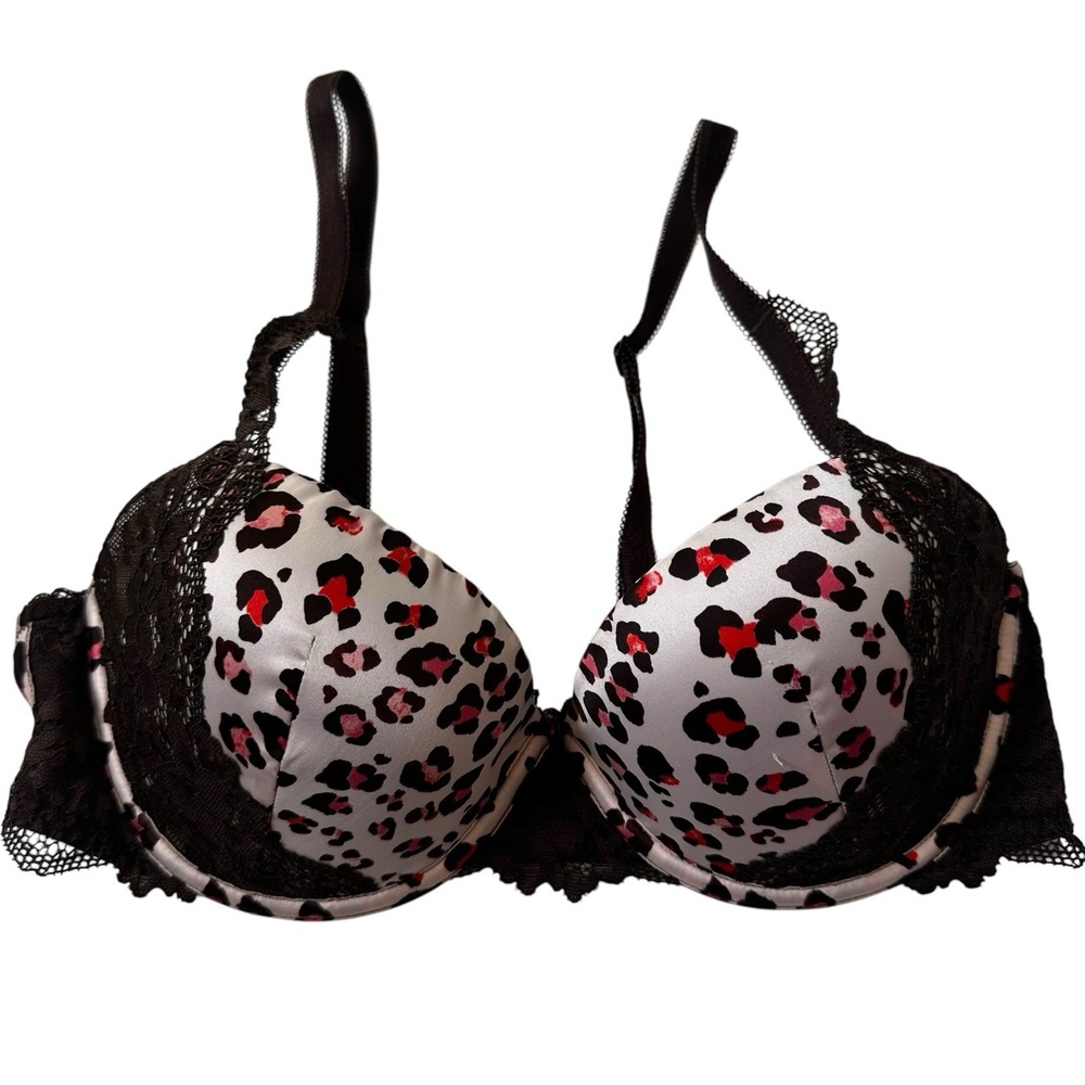 Adore Me Bra Womens Size 34B Leopard Light Pink Brown Lace Trim Underwired| 52-5